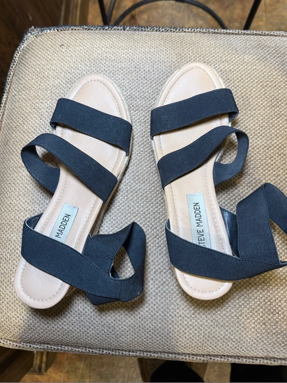 Steve Madden Black Platform Espadrille Sandals
